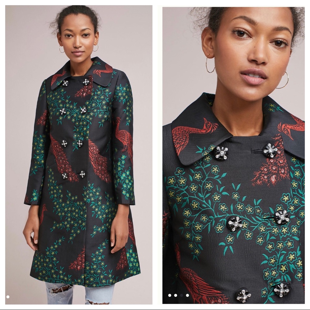 Anthro Peacock Tailored Coat sz S by Love Binetti